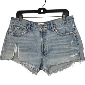 AGOLDE Parker Blue Denim Distressed Frayed Hem Cotton Jean Shorts Women's 31
